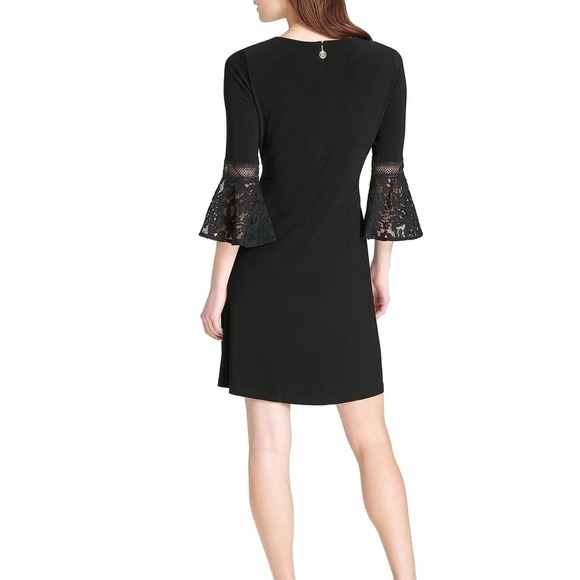 NWT Tommy Hilfiger Women’s size 12 Black Dress Lace Bell Sleeves Modest Career - Picture 3 of 8